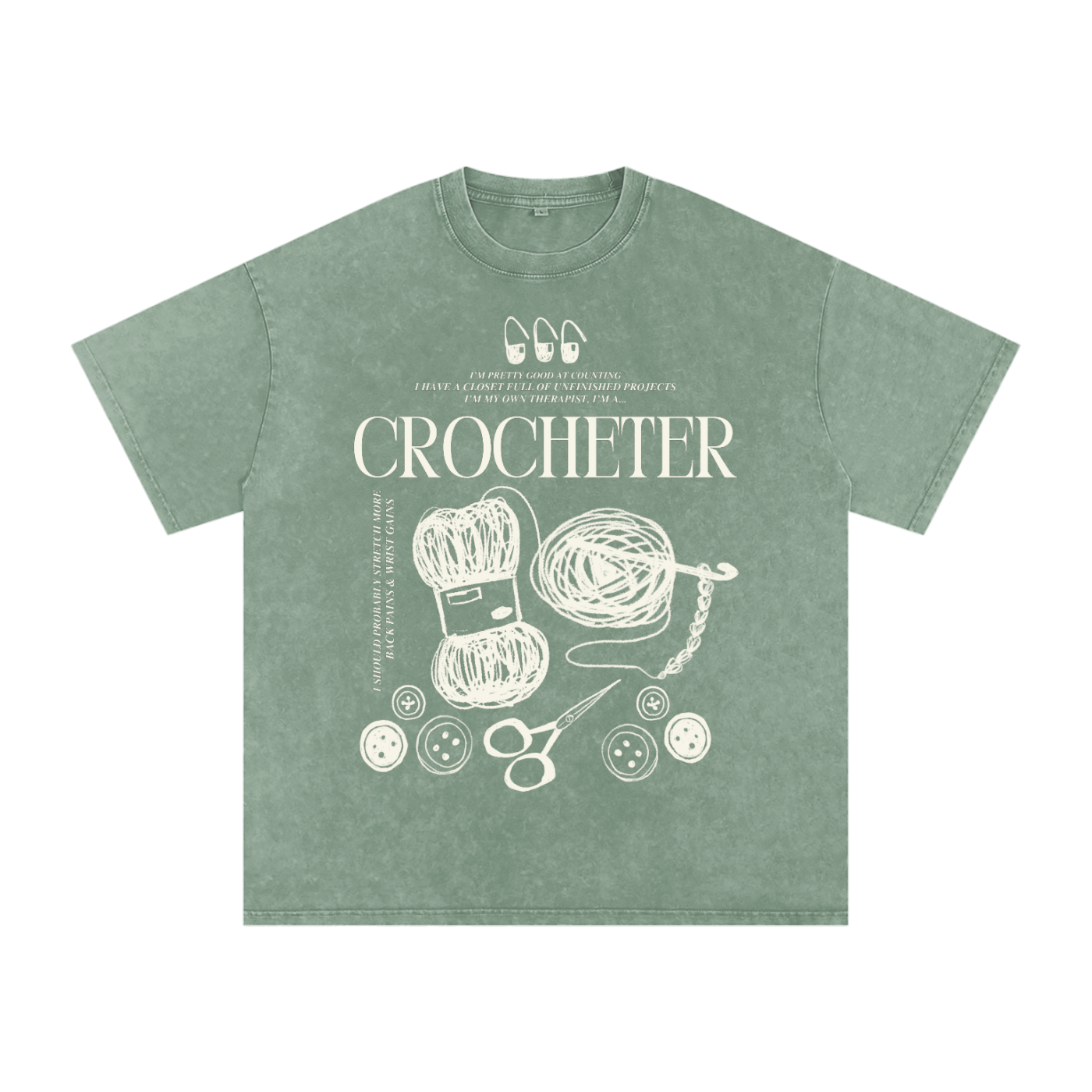 CROCHETER TEE - Bean green