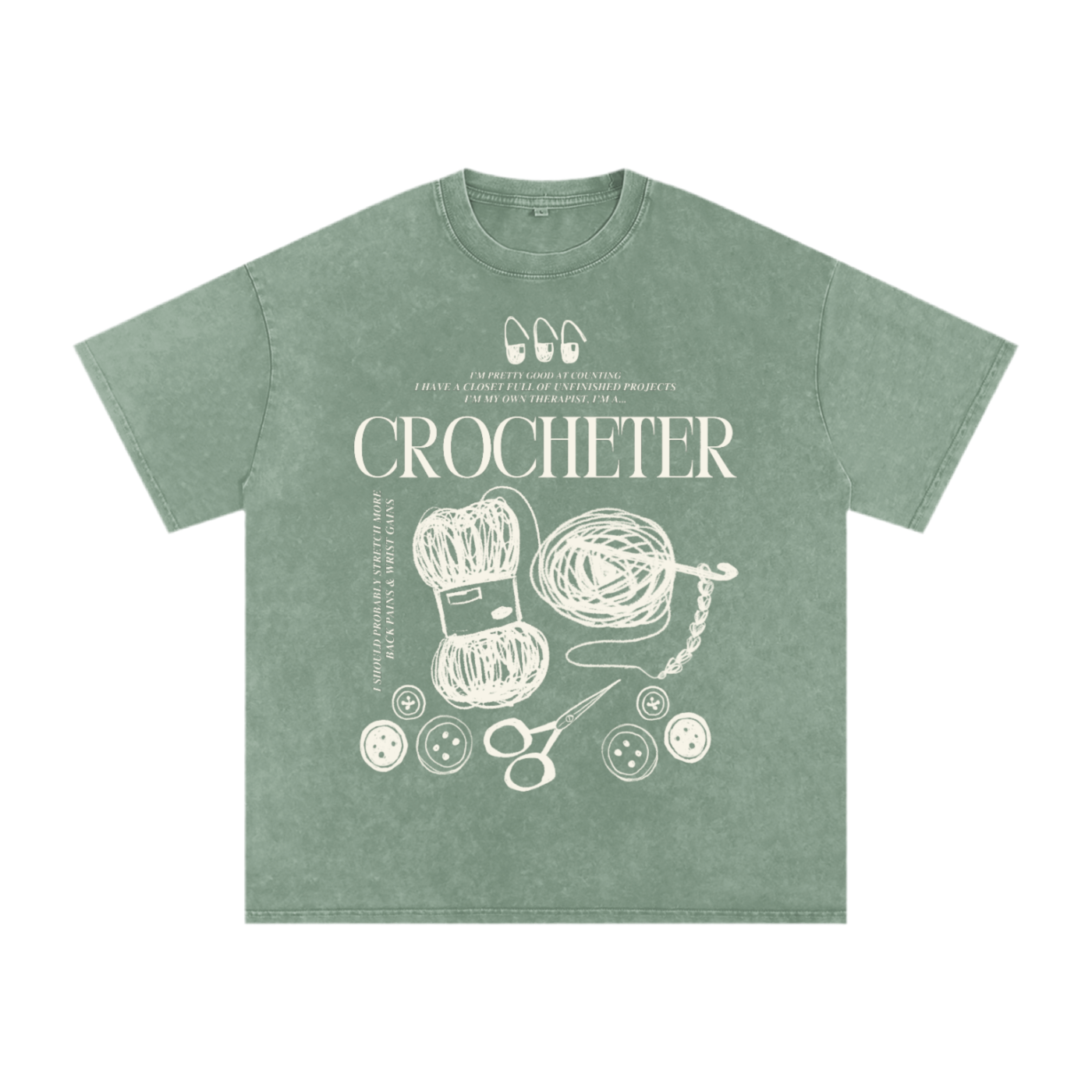 CROCHETER TEE - Bean green