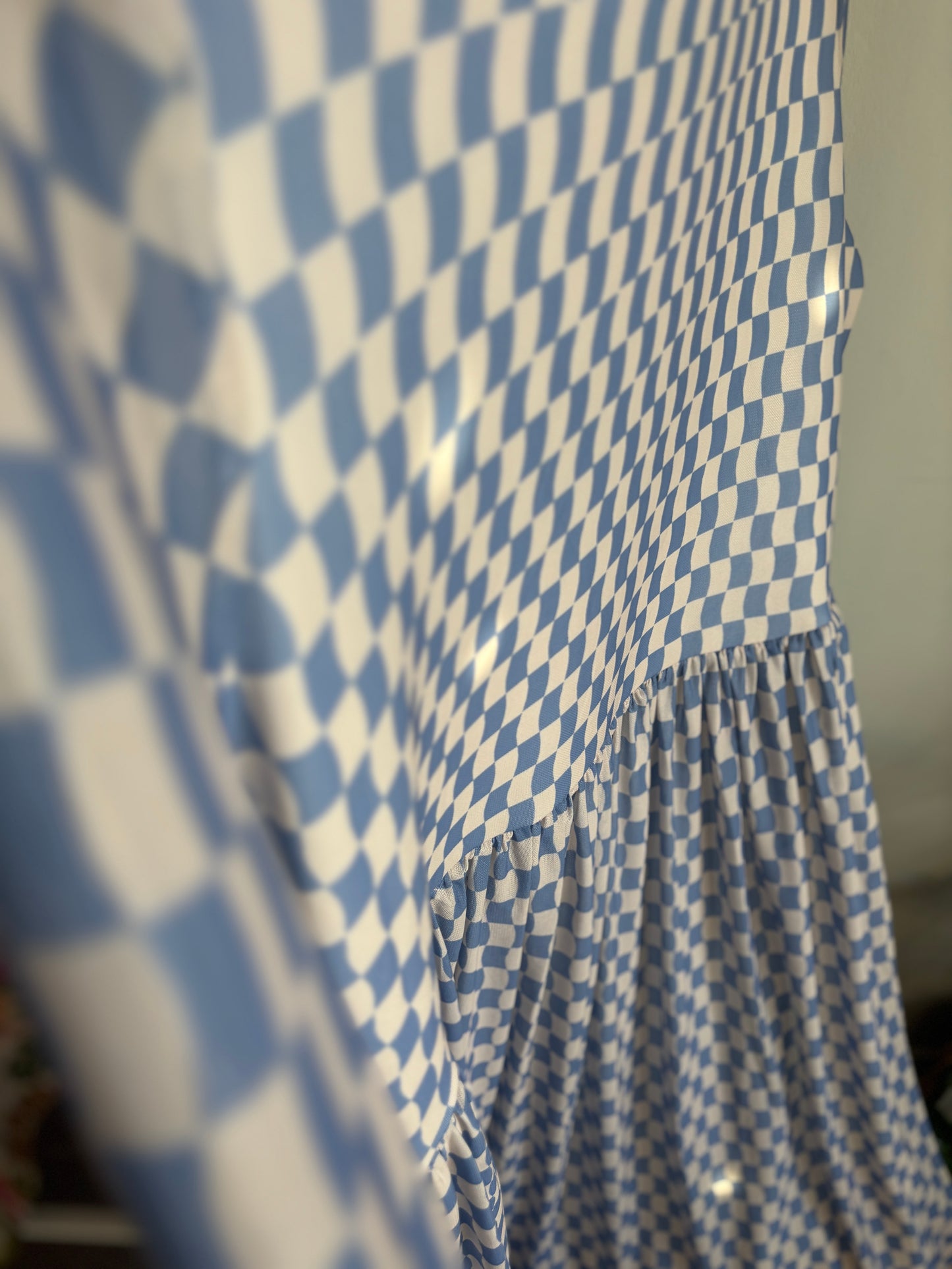Checkered Blue Mesh Dress