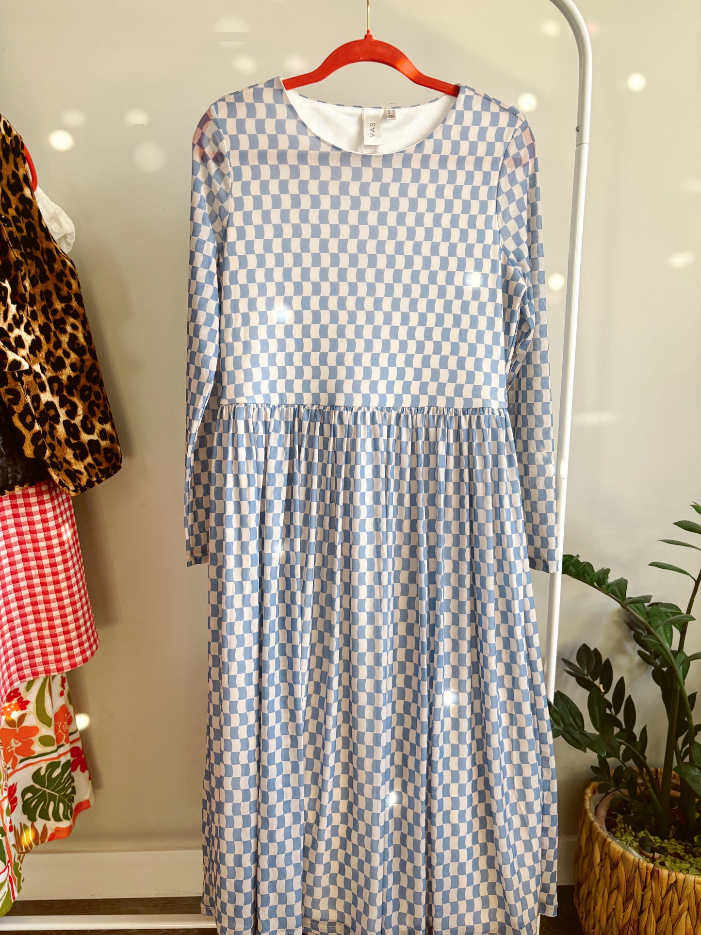 Checkered Blue Mesh Dress