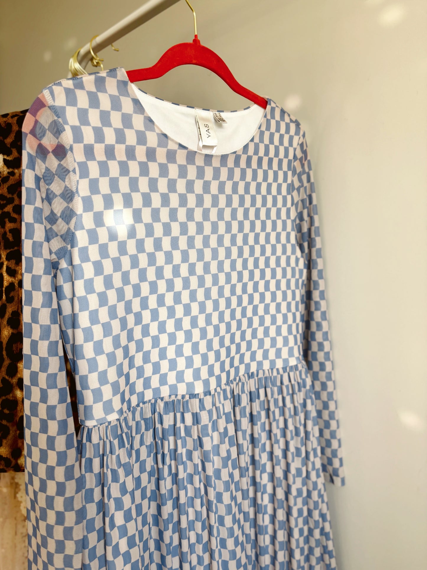 Checkered Blue Mesh Dress