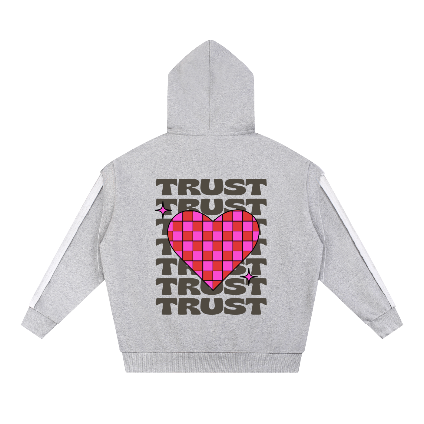 Contrast Tape Raw Edge Double Layered Zip Hoodie