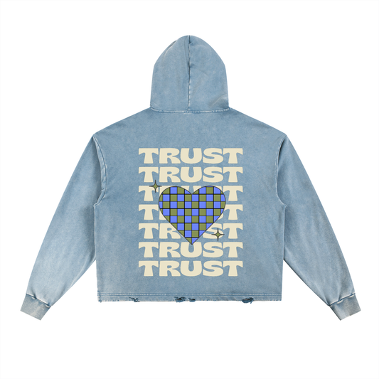 Vintage Washed Frayed-Hem Hoodie