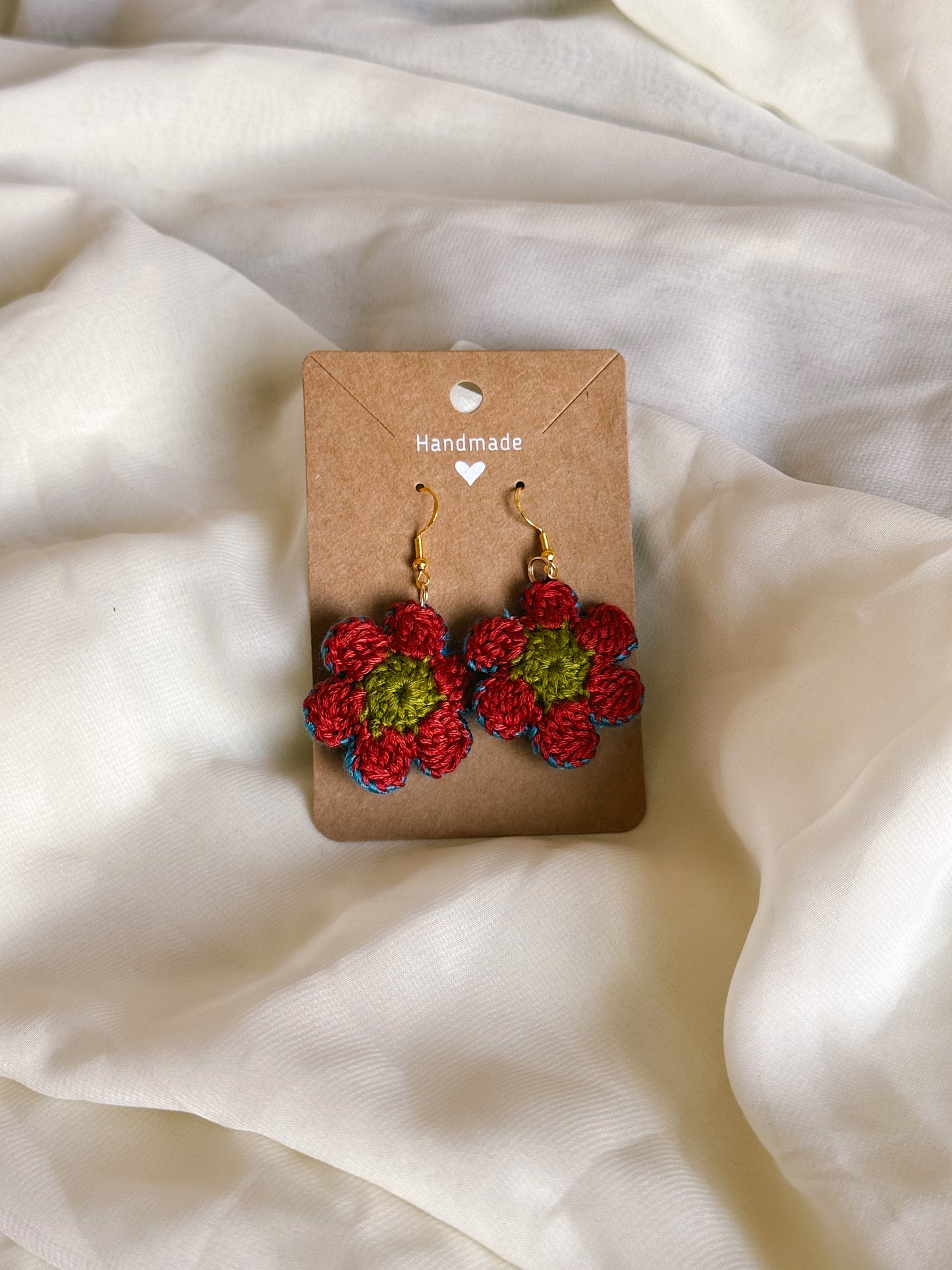Crocheted Mini Floral Earrings