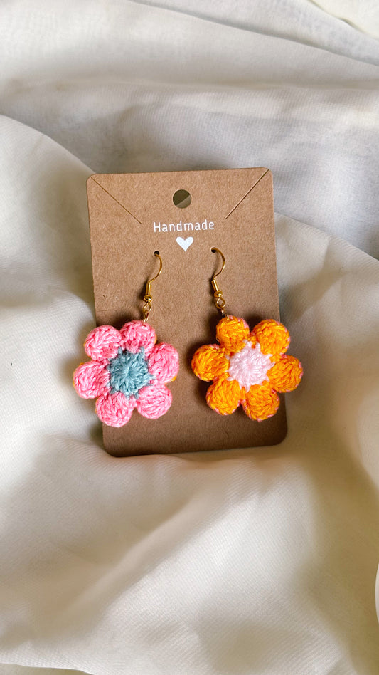 Crocheted Mini Floral Earrings