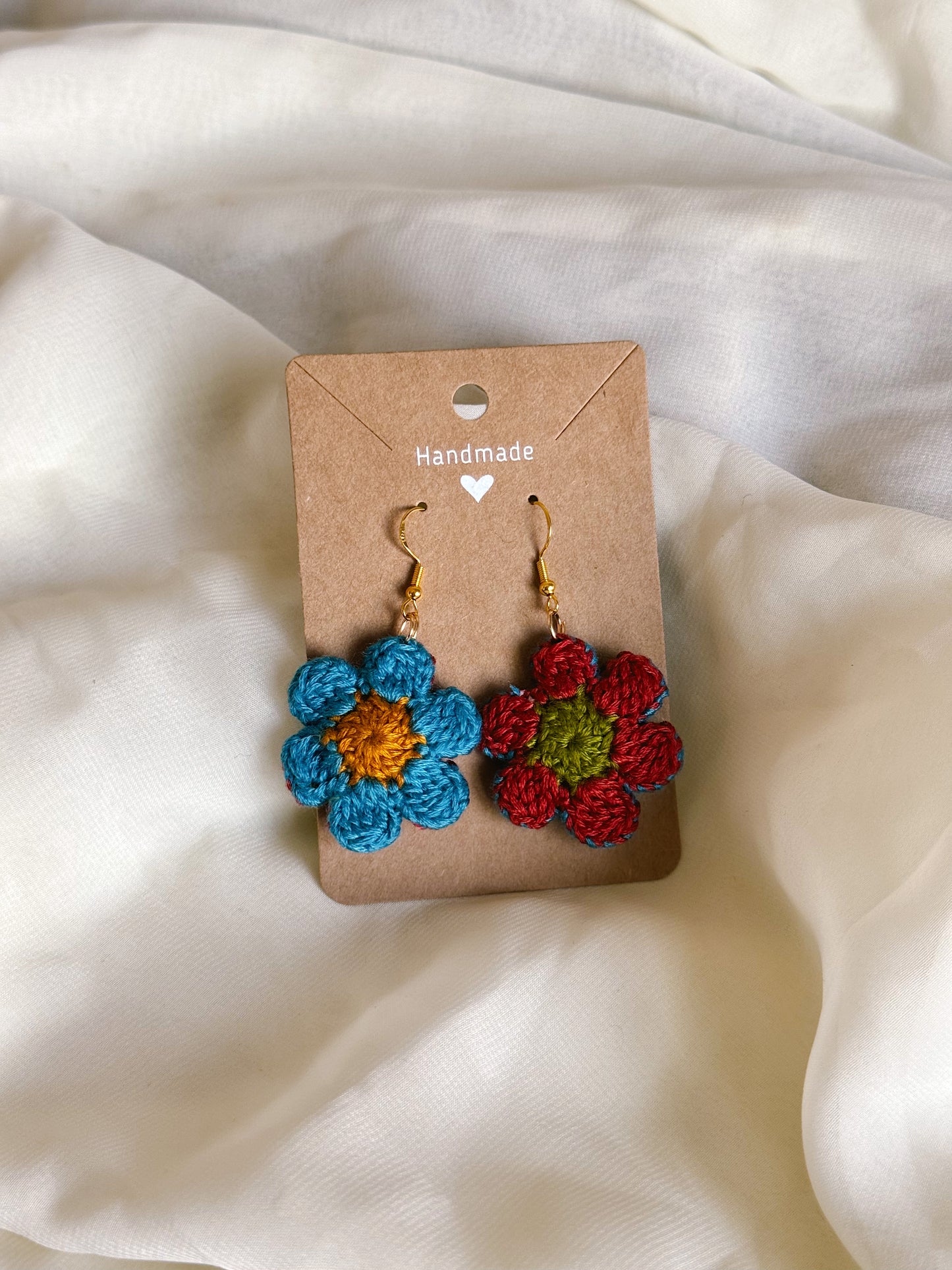 Crocheted Mini Floral Earrings