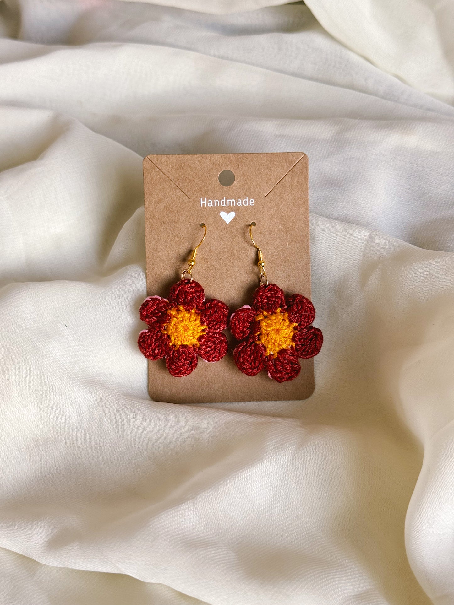 Crocheted Mini Floral Earrings