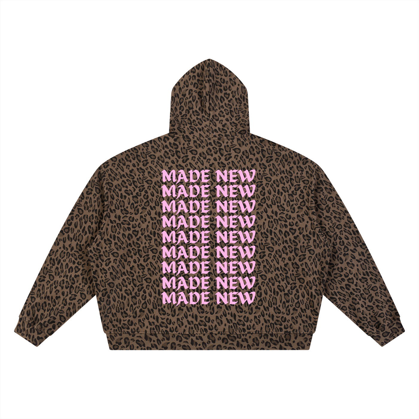 Leopard Print Waffle Knit Zip Hoodie - MADE NEW