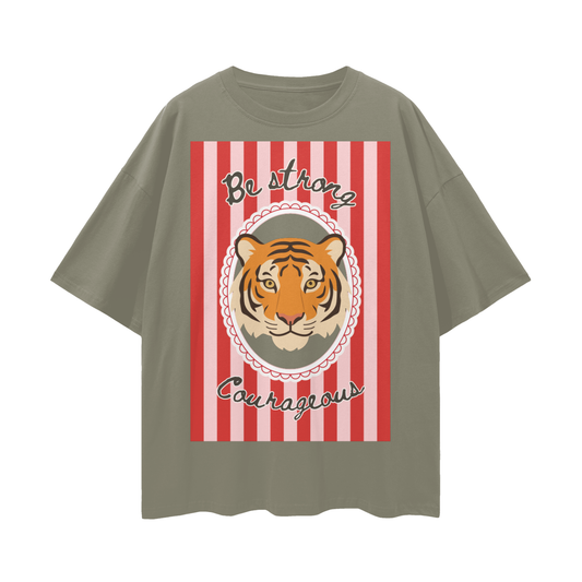 BE STRONG + COURAGEOUS (Oversized Tee: Army Green)