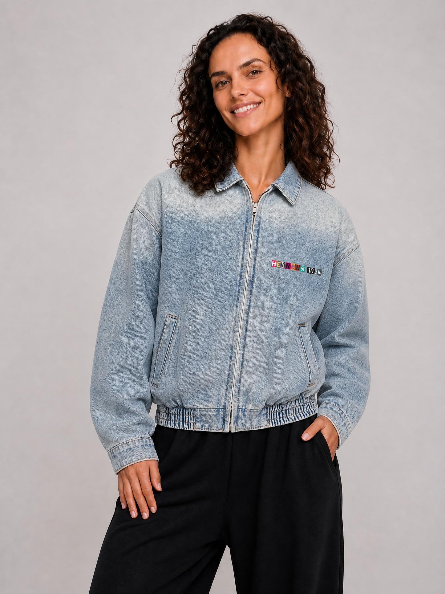 Unisex Vintage Wash Full-Zip Denim Jacket
